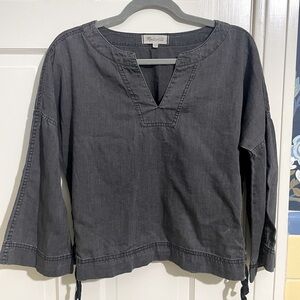 Madewell Black Denim Popover Top